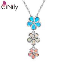 CiNily Created Blue White Pink Fire Opal Silver Plated Wholesale Flower for Women Jewelry Gift Pendant Without the Chain OD3878 2024 - buy cheap