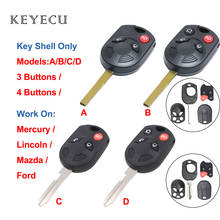 Keyecu дистанционный автомобильный чехол для ключей 3/4 кнопки для Ford Edge Escape для Lincoln Aviator MKS для Mazda Tribute для Mercury 2024 - купить недорого