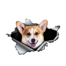 Corgi adesivo vinil para janela de carro 3d, adesivo vinil à prova d'água, acessórios de arte decorativa com estampa de pvc 13cm x 9cm 2024 - compre barato