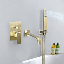 Grifo de bañera de oro cepillado, mezclador de bañera de baño de agua fría y caliente, juego de grifos de ducha de bañera montados en la pared 2024 - compra barato