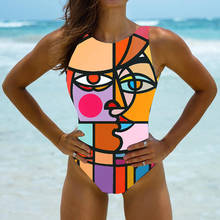 Maiô feminino de uma peça, estampado, sexy, monokini, brasileiro, para nadar, roupa de praia, 2021 2024 - compre barato