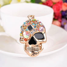 Rhinestone-Crystal Skull face Keychain Enamel-skeleton head Pendant Keyring Jewelry key chains ring Gift Halloween Gift 2024 - buy cheap