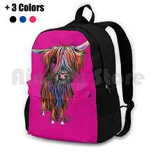 Cow Print Scottish Highland ' Coco ' By Shirley Macarthur Outdoor Hiking Backpack Riding Climbing Sports Bag Highland Cow 2024 - buy cheap