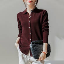 Suéter feminino de caxemira para primavera, novo suéter feminino de lã de malha, cardigã solto com lapela, jaqueta da moda, 2021 2024 - compre barato
