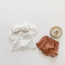 Conjuntos de ropa para niñas, camisa y pantalones cortos con cuello Peter Pan, de 0 a 5 años, 2 unids/set 2024 - compra barato