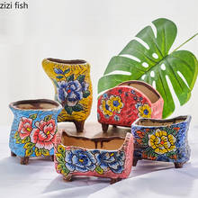 Vaso de flores de cerâmica, vaso de flores suculentas pintadas à mão decoração de plantas, vaso de flores, suprimentos de jardinagem, ornamentos de plantas em vaso 2024 - compre barato