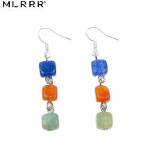 Vintage Classic Natural Stone Jewelry  Multicolor Aquare Stones Chain Beaded Pendant Drop Earrings for Women 2024 - buy cheap