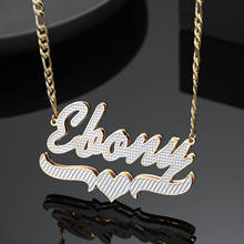 Double Layer Two Tone With  Heart Personalized Custom 18K Gold Plated Name Necklace Nameplate 3D Pendant For Women Jewelry Gift 2024 - buy cheap
