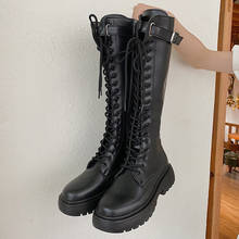 2021 novo engrossar inverno botas de cavaleiro mulheres joelho alto longo salto quadrado botas retro grosso botas da motocicleta preto branco botas mujer 2024 - compre barato