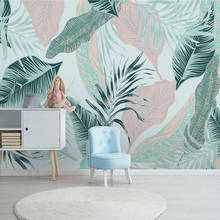 Пользовательские 3D Обои фреска скандинавские минималистичные абстрактные линии тропические листья гостиная фоновое настенное украшение для спальни painti 2024 - купить недорого