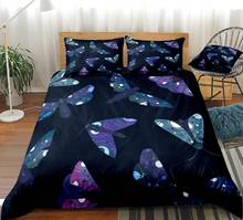 3Pcs Bedding Set Moth Duvet Cover Set Insect Bed Linen Kids Teens Home Textile Moth Bedclothe Purple Blue Bed Set Boys Bed Set 2024 - buy cheap