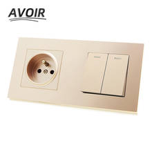 Avoir FR Standard Plug Wall Socket 1 2 3 4 Gang Button Light Switch Double Wall Socket Switch Power Outlet 172mm*86mm 2024 - buy cheap
