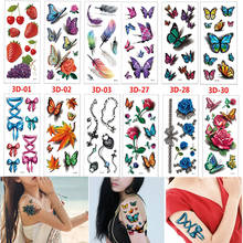 Водостойкая 3D временная татуировка, 36 листов, для женщин и девушек, боди-арт, рукав «сделай сам», наклейки-бабочки, блестящая татуировка, красивый цветок, экзотический 2024 - купить недорого