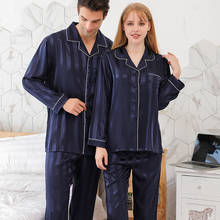 2021 New Men Women Silk Satin Pajamas Pyjamas Set Long Sleeve Sleepwear Pijama Pajama Suit Couples Two Piece Set Loungewear 2024 - buy cheap