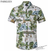 Fashion Palm Tree Printed Hawaiian Shirt 2021 Brand New Short Sleeve Tropical Aloha Shirts Mens Holiday Vacation Beach Clothing 2024 - buy cheap