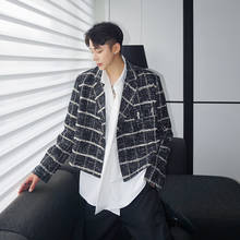 Men Vintage Casual Short Design Suit Blazers Jacket Male Japan Korea Streetwear Suit Coat Overcoat Stage Clothing 2024 - buy cheap