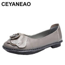 Ceyaneao sapato feminino de couro legítimo, feito à mão, confortável, primavera outono, mocassins de couro macio, sapatos baixos para mulheres, 2020 2024 - compre barato