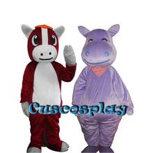 Unisex Plush Horse Mascot Costume Adult Cosplay Suit Hippo Mascot Costume Animal Mascotte Fancy Dress for Halloween Christmas 2024 - buy cheap