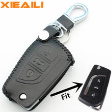 XIEAILI-Funda de cuero genuino con 3 botones para Toyota Corolla EX/New Vios/Crown/RAV4/Reiz/Camry S22 2024 - compra barato