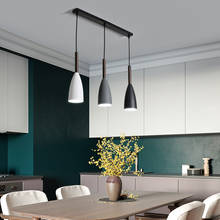 Luminária pendente minimalista moderna e27, luzes suspensas com estilo bar, café, restaurante, madeira, alumínio 2024 - compre barato