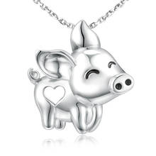Strollgirl 925 Sterling Silver Cute Flying Pig Pendant Chain Necklace with Heart for Women Fashion Jewelry Gifts Free Shipping 2024 - buy cheap