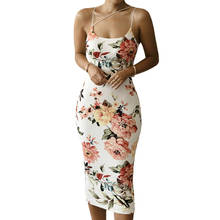 Vestido boho floral estampado feminino sexy, slim, com alças, frente única, festa, férias, moda verão 2024 - compre barato
