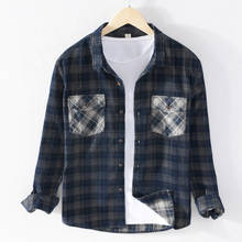 Camisa xadrez de algodão puro com manga comprida, camiseta masculina confortável na moda de marca, camisa moderna para homens, 2020 2024 - compre barato