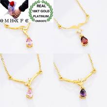 MHXFC Wholesale European Fashion Female Party Wedding Gift White Red Water Drop AAA Zircon Real 18KT Gold Pendant Necklace NL158 2024 - buy cheap