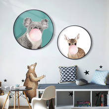 Modern Round Canvas Painting Nordic Fresh Posters and Prints Home Decoration Wall Art animals Picture for Living Room bedroom 2024 - buy cheap