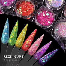 12Box /Set Chameleon MERMAID Glitter Illusory Hexagon Nail Mixed Sequins Ultra-Thin Dazzling DIY Nail ART Glitter Flake 2mm-4mm  2024 - buy cheap