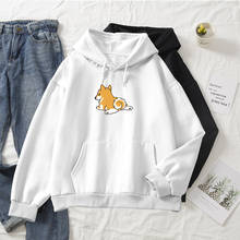 Sudaderas con capucha de perro Corgi Kawaii para mujer, suéter Harajuku Ulzzang de gran tamaño, Sudadera con capucha divertida de algodón coreano para mujer 2024 - compra barato