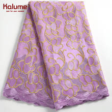 Kalume High Quality African Swiss Cotton Lace Fabric Embroidery Swiss Voile Cotton Lace Fabric Stones For Nigerian Dress F2243 2024 - buy cheap