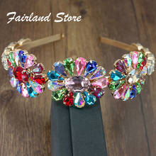 Fairland Luxury Water Drop Rhinestones Wild Flower Headband Baroque Fashion Personality Multicolor Transparent Crystal Hair Band 2024 - buy cheap