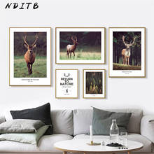 Scandinavian Forest Deer Animal Poster Nordic Nature Landscape Canvas Print Wall Art Painting Decorative Picture Home Decor 2024 - buy cheap