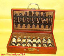 China Qing Dynasty Army Style 32 Bull-Bone Pieces Chess Set & Leather Wood Box 2024 - buy cheap