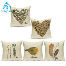 Decorative Throw Pillows Cute Cartoon Animals Birds Stone Wood Feather Polyester Sofa Cushion Cover Case For Living Room 2024 - buy cheap