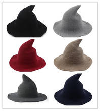 5pcs/lot Modern Halloween Witch Hat Woolen festival party Women Lady Cosplay Fashionable Sheep Wool Christmas Warm Hat 2024 - buy cheap