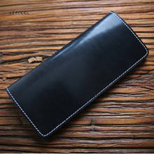 LEACOOL Genuine Leather Long Wallet Men Vintage Cowhide Handmade Slim Thin Wallets Purse Card Holder Carteira 2024 - buy cheap
