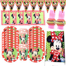 Red Minnie Disposable tableware Minnie Mouse Party Plate Cup Flags Cartoon Kids Party Supplies Set Birthday Party Supplies Decor 2024 - buy cheap