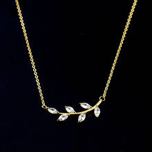 Bohemia Jewelry Gold Color Cubic Zirconia Stone Branch Necklace Stainless Steel Chain Leaf Choker Necklace For Women BFF 2024 - buy cheap