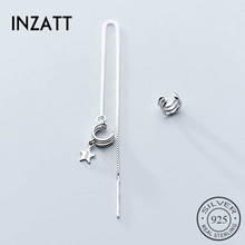 Inzat brincos em prata esterlina 925 real, corrente com borla, letras c, clipe para mulheres, acessórios de joias finas minimalistas 2024 - compre barato