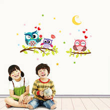 Adesivo de parede impermeável removível de desenho animado coruja para quartos decoração de casa adesivo de parede para crianças quarto c116 2024 - compre barato