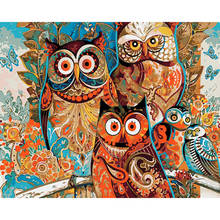 GATYZTORY Frameless Vintage Owl DIY Painting By Numbers Acrylic Paint On Canvas Kit Animals Paint By Numbers For Home Decor Art 2024 - buy cheap