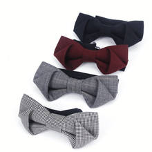 New Boxed Classical Formal 100% Wool Bow Tie Gravata Multiple Colors Houndstooth Pattern Necktie Mens Luxury Bowtie Butterfly 2024 - купить недорого