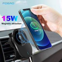 FDGAO-cargador inalámbrico automático para coche, soporte magnético rápido de 15W para IPhone 12 Pro Max, Samsung S21, S20, Huawei Mate 40 Pro 2024 - compra barato