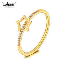 Lokaer-Anillo de titanio de acero inoxidable para mujer y niña, joyería de estrella de cristal CZ, estilo de oficina, anillos de fiesta de Color dorado, R20085 2024 - compra barato