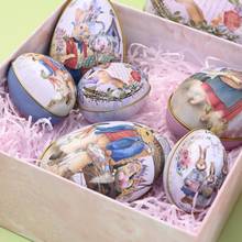 1pc Metal Easter Egg Shaped Candy Box Cute Bunny Printing Easter Egg Festival Chocolate Tinplate Case 2021 Hot Party Decoration 2024 - buy cheap