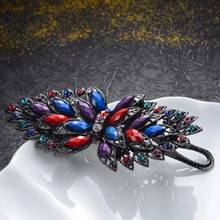 Colorful Top Rhinestone Resin Crystal Flowers Barrettes Wedding Hair Accessories Bigger Vintage Hair Clip Metal Hair Jewelry 2024 - buy cheap