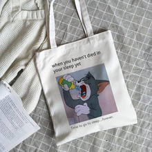 Crazy Cat Tom I Don't Want To Die Fun Print Messenger Bags Harajuku Large Capacity Shoulder Bag Ins Handbag New Women Bag Wallet 2024 - buy cheap