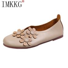 2021 Woman Shoes Round Toe Leather Women Flat Moccasins Loafers Ballet Flats Women Comfortable Soft Casual Shoes Hot 2024 - buy cheap